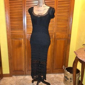 Black Crochet Knit Dress